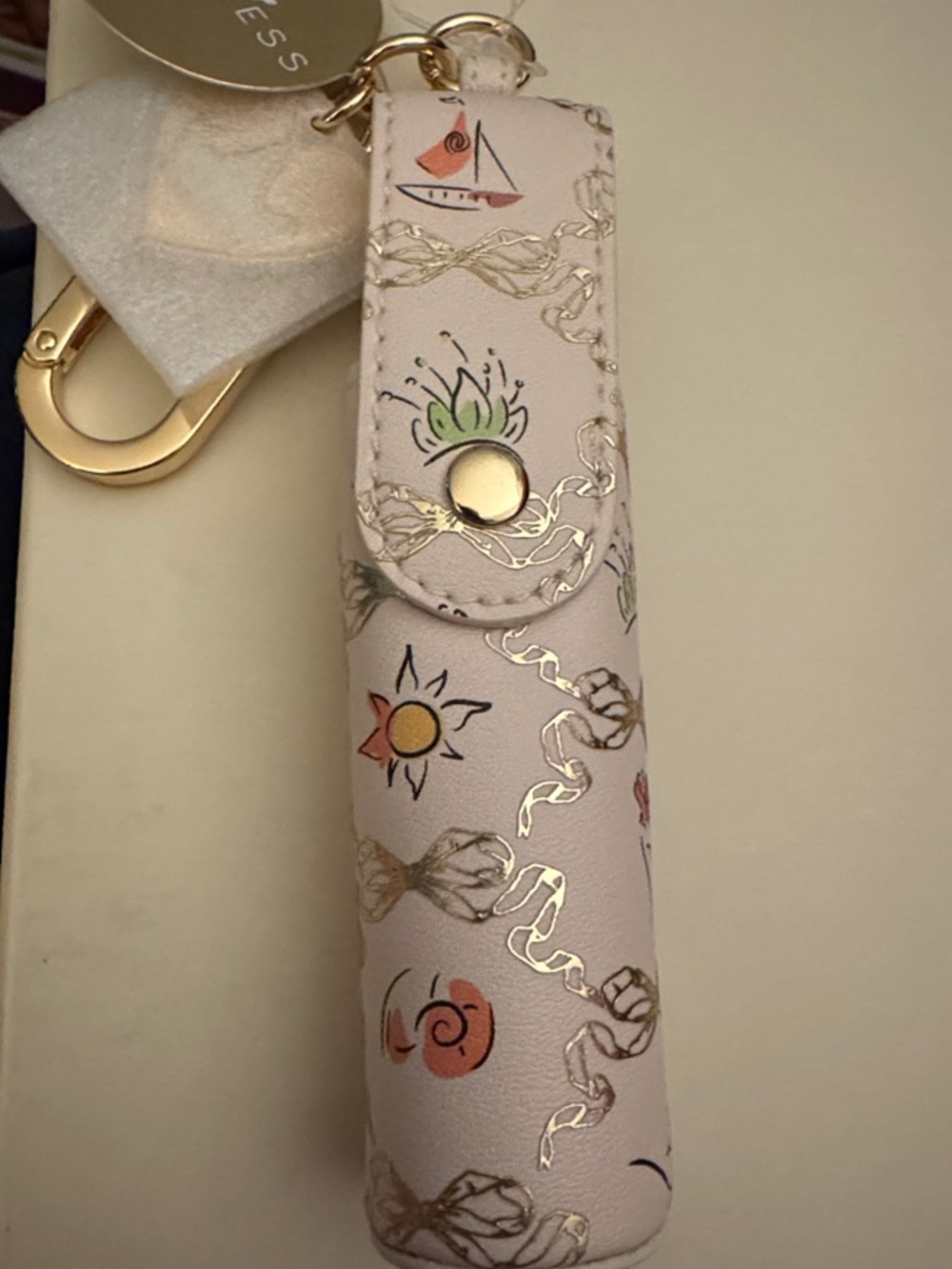 NWT Disney Princess Bath and Body Works Pink Patterned Keychain Lipstick Holder